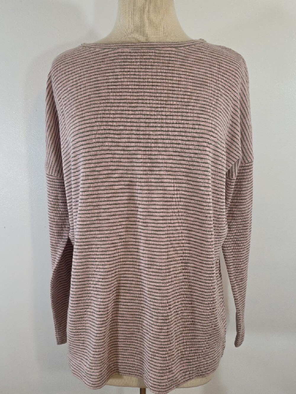 J. Jill Striped Boatneck Cotton Long Sleeve Top Medium Minimalist Casual